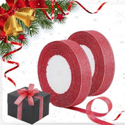 Due nastri di carta di festa - carta di festa glitter rossa per confezioni di regalo e decorazioni natalizie - 22cm x 50 yard