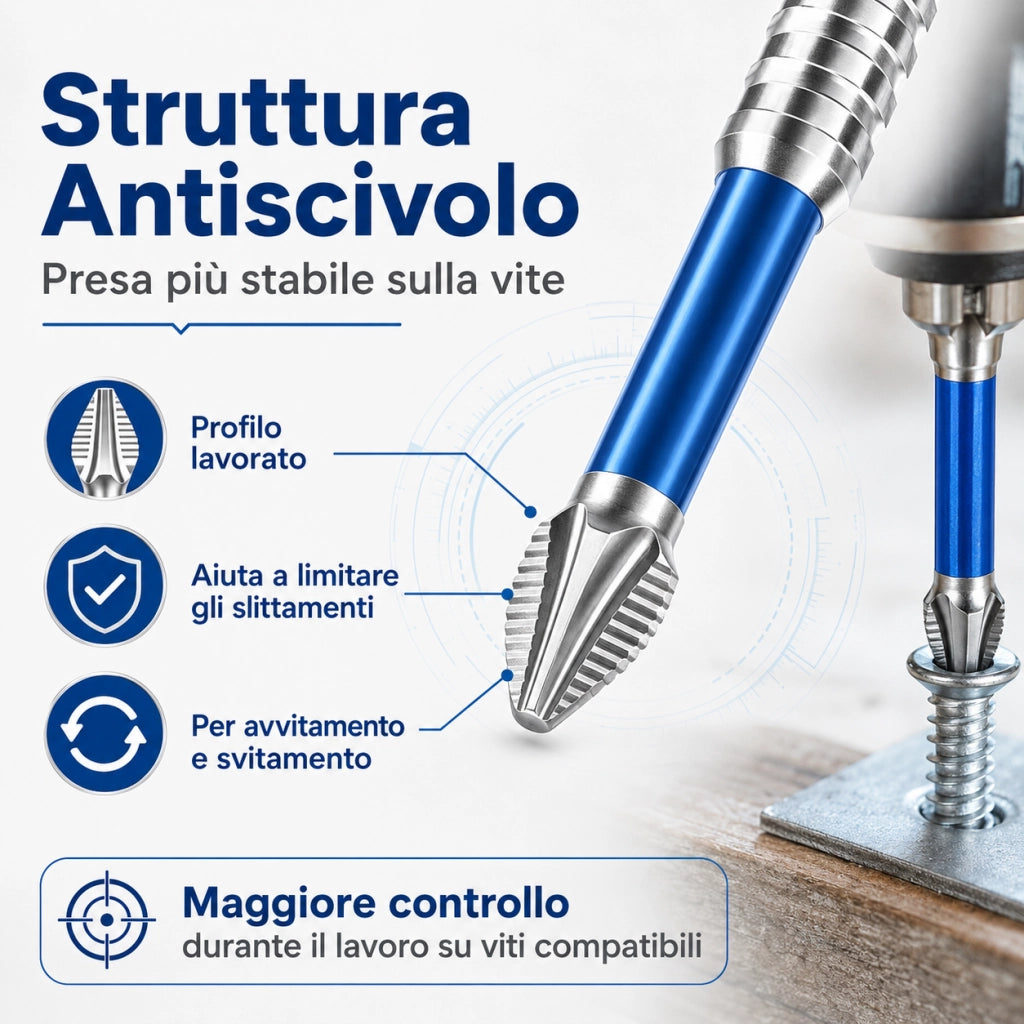 Set 10 Punte Magnetiche Per Cacciavite Trapano Avvitatore  25-150 mm in Acciaio