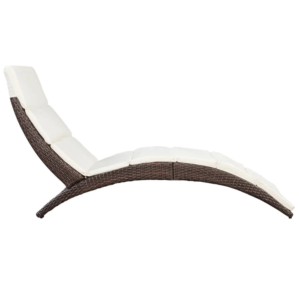 Lettino prendisole sedia a sdraio lettino prendisole letto da giardino mobili da giardino mobili da esterno pieghevoli con cuscino resina intrecciata marrone 02_0012857