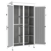 Armadio da Giardino 94x43x166 cm con Ripiani Rimovibili e Porta Bloccabile in Legno e Acciaio Bianco e Nero