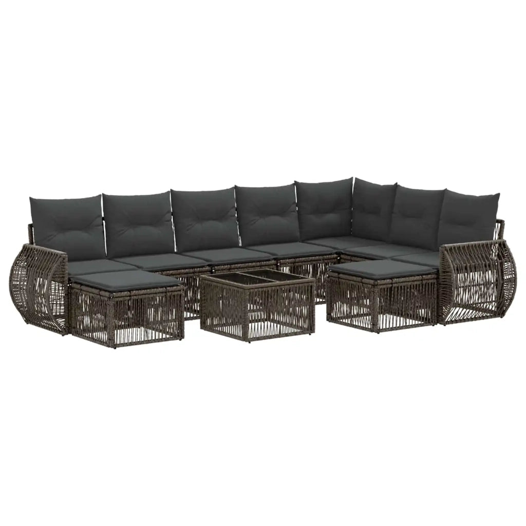 Set Divano da Giardino 10 pz Grigio polyrattan 3435608