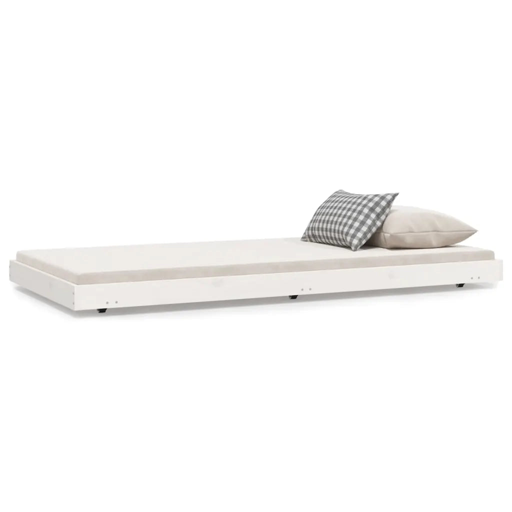 Giroletto senza Materasso Bianco 75x190 Legno Massello di Pino 823510