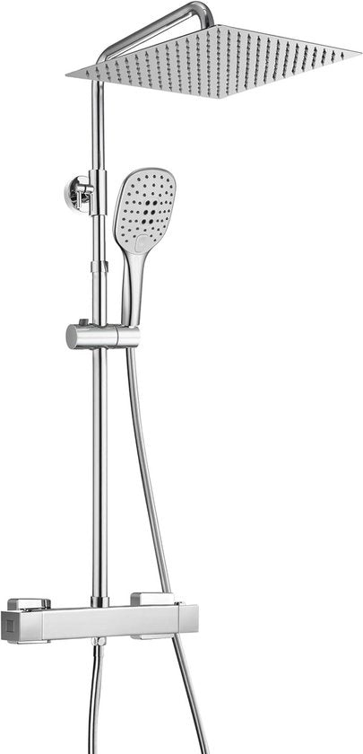 Set di doccia termoregolabile con doccia a pioggia e doccia manuale - Colonna doccia in acciaio inox 30x30cm