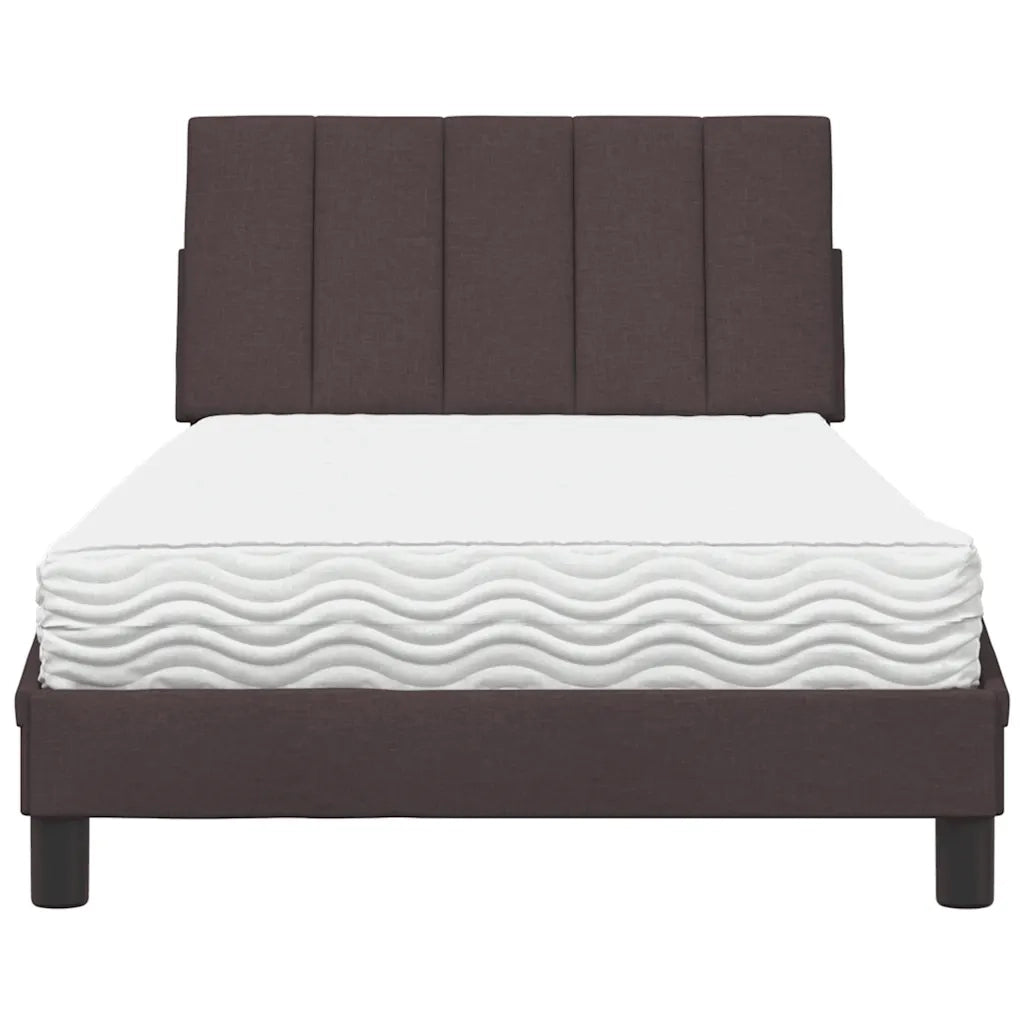 Letto con Materasso-Struttura Letto con Materasso Hanko Marrone Scuro 100x200 cm in Tessuto
