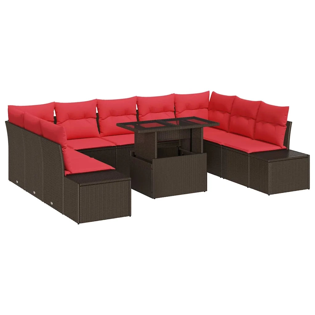 Set Divano da Giardino 10 pz Marrone polyrattan 3357987