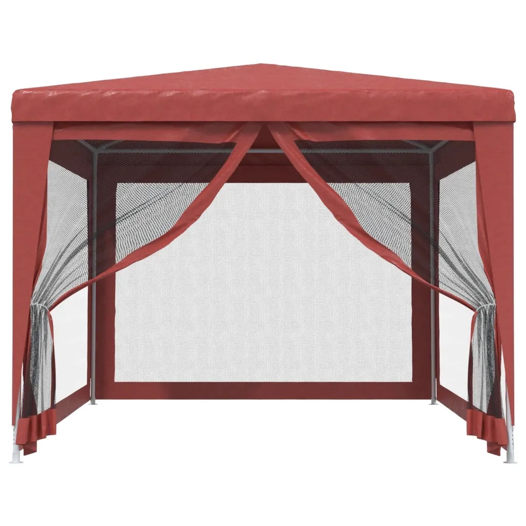 Tenda per Feste con Pareti Laterali in Rete-Tenda Gazebo Rossa 3x4 m HDPE
