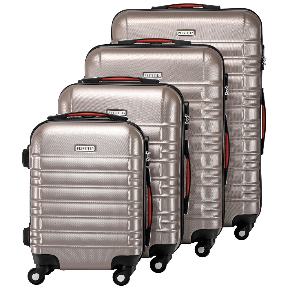 Set 4 Valigie Rigide Trolley Easy Roll Bagaglio a Mano e Stiva da Viaggio in ABS Champagne