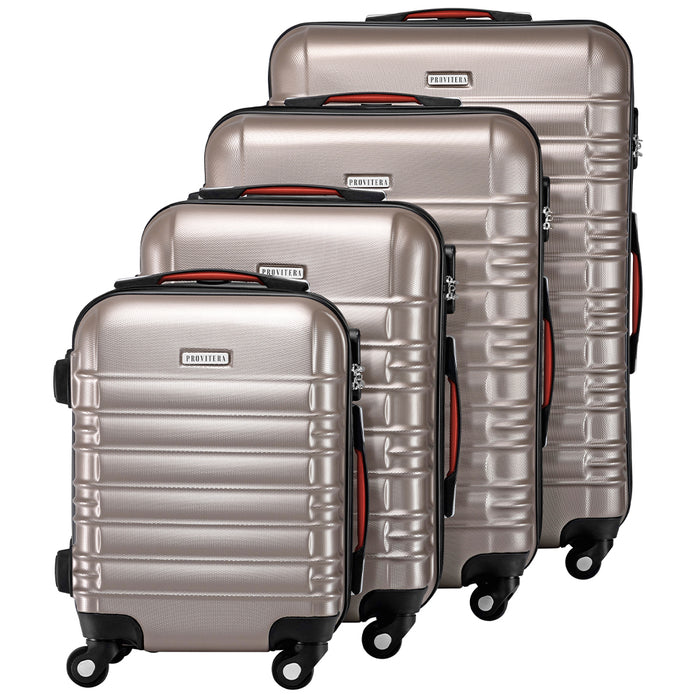 Set 4 Valigie Rigide Trolley Easy Roll Bagaglio a Mano e Stiva da Viaggio in ABS Champagne