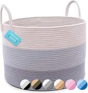 Organizzatore XXL di tessuto in cotone grande per contenitore di stoccaggio 50x33cm, realizzato a mano, decorativo, per organizzare giocattoli, cuscini e coperte (grigio)