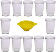 Set di contenitori da infusione con coperchio - 12 x piccole tazze da infusione - 150 ml con coperchio bianco - Set di scatole di approvvigionamento - Torta in vetro - Set di contenitori da infusione con coperchio