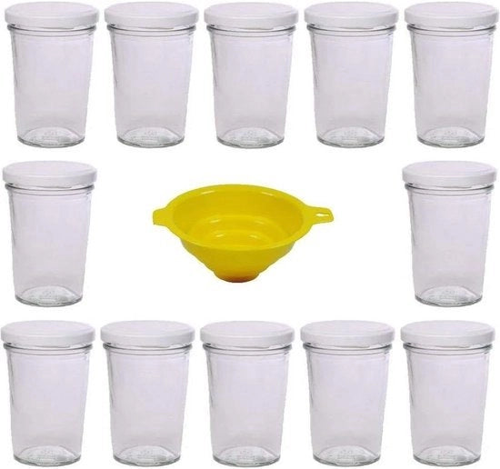 Set di contenitori da infusione con coperchio - 12 x piccole tazze da infusione - 150 ml con coperchio bianco - Set di scatole di approvvigionamento - Torta in vetro - Set di contenitori da infusione con coperchio