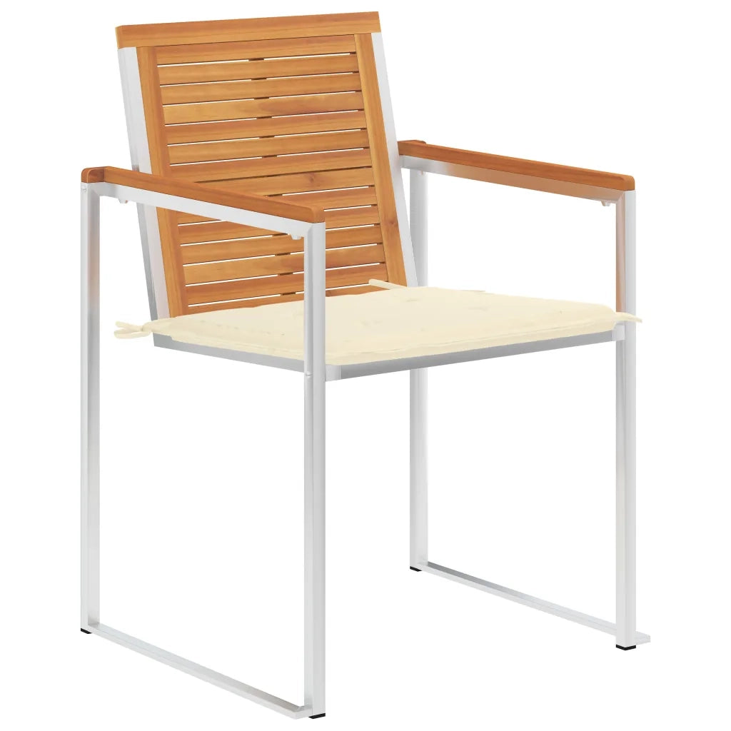 Sedie da Giardino 2 pz con Cuscini in Legno Acacia e Acciaio cod mxl 72313