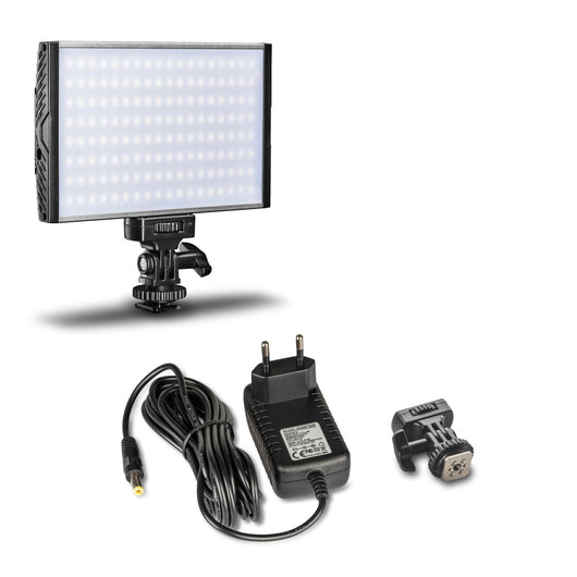 LED Niova 150 Bi Color Luce fotografica per video con alimentatore incluso, lampada on-camera 15 W, temperatura colore regolabile 3200-566 K, dimmerabile
