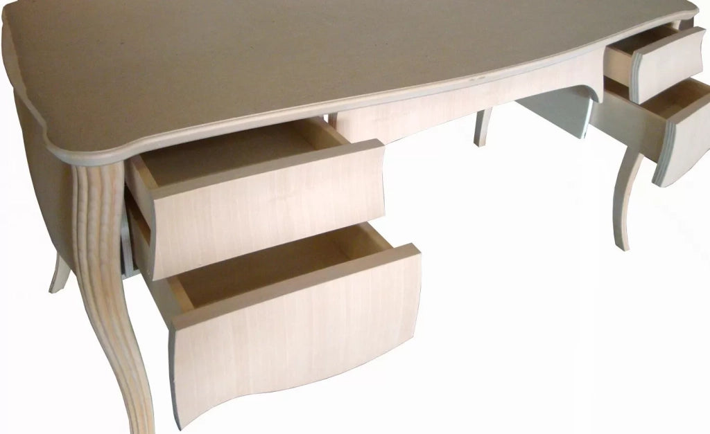 Scrivania classica legno 4 cassetti grezza l.160 p.80 h.80 (020) - Mobili 2G
