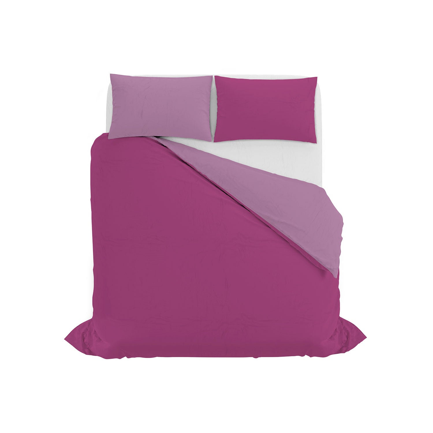 Copripiumino Singolo con Sacco e Federe in Tinta Unita Double Face Linea Vera Fucsia e Lilla