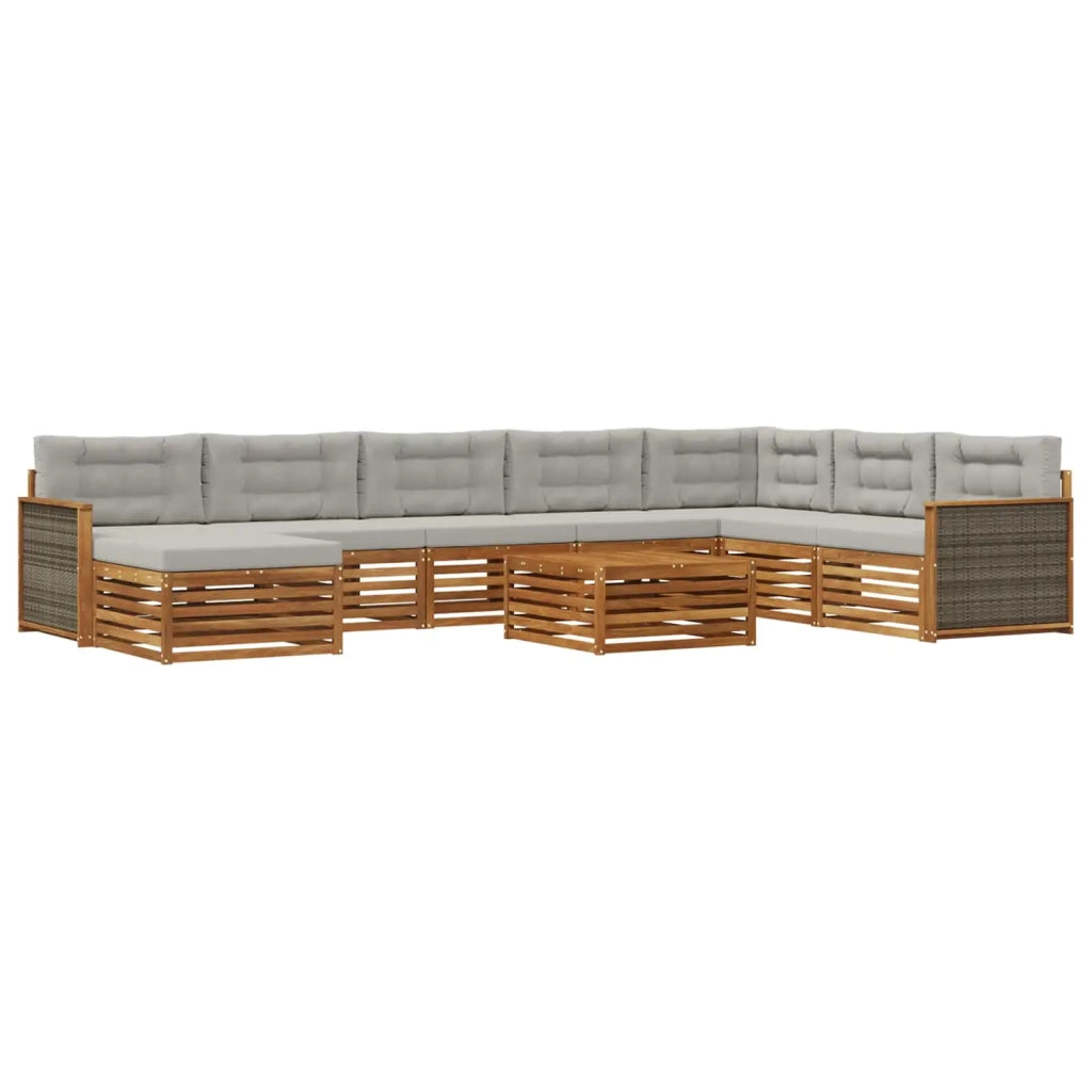 Set di divani da esterno 9 pz Naturale e Grigio Chiaro 3383739