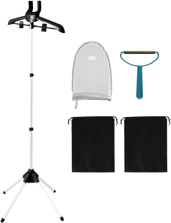 Hanger a vapore con 360° rotazione - Ripiegabile - Portatile - Alluminio/PVC - Altezza regolabile 84-160 cm - 3 Stanghe - Asciugamani appesi