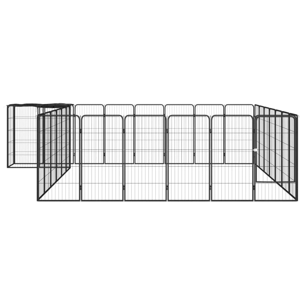 Recinto per cani con 30 pannelli 50 x 100 cm acciaio verniciato a polvere nero 02_0043627