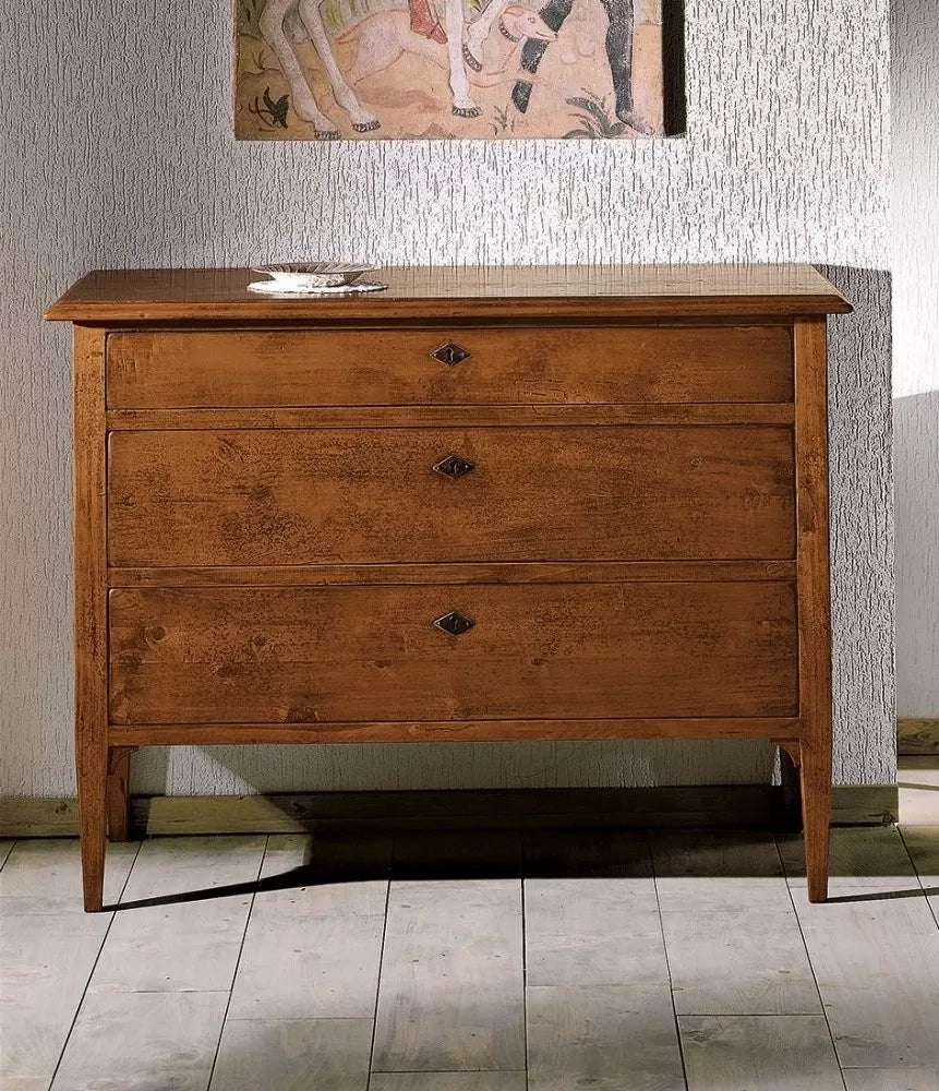 cassettiera classica 3 cassetti legno grezzo 123x56x92 (809) - Mobili 2G