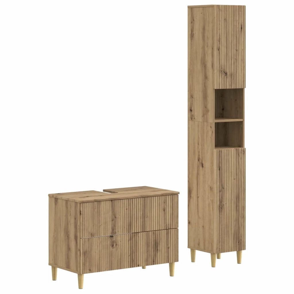 Set di Armadi da Bagno da 2 Pezzi ARNHEM Rovere Artigianale 3417530