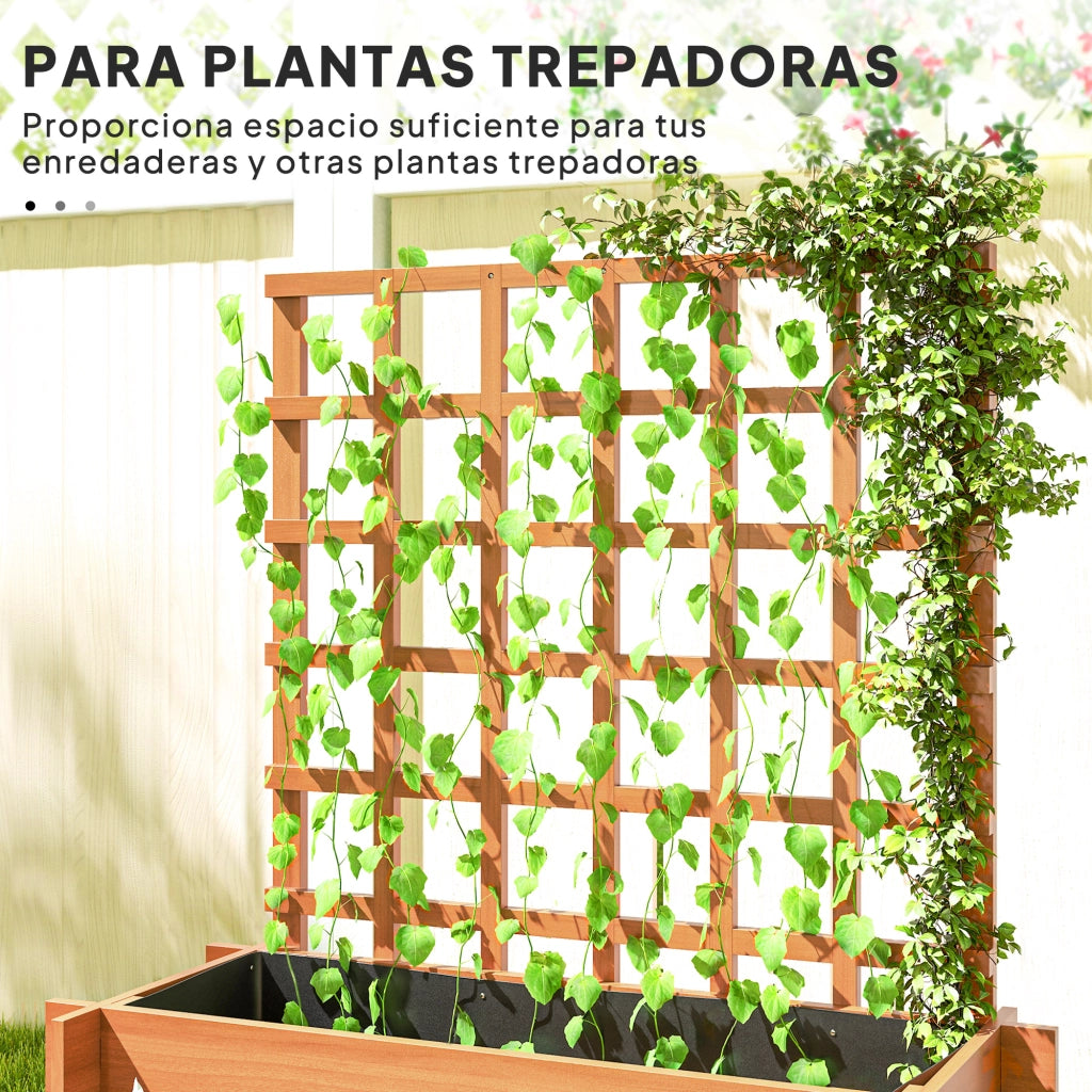 Fioriera 3 Livelli con Griglia e Tela ¨C zephmum ¨C Naturale 95x95x110 cm