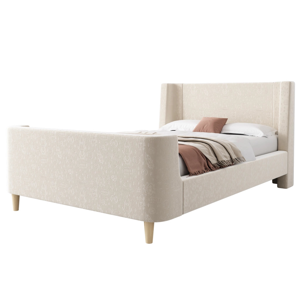 letto singolo velluto beige 90 x 200 cm