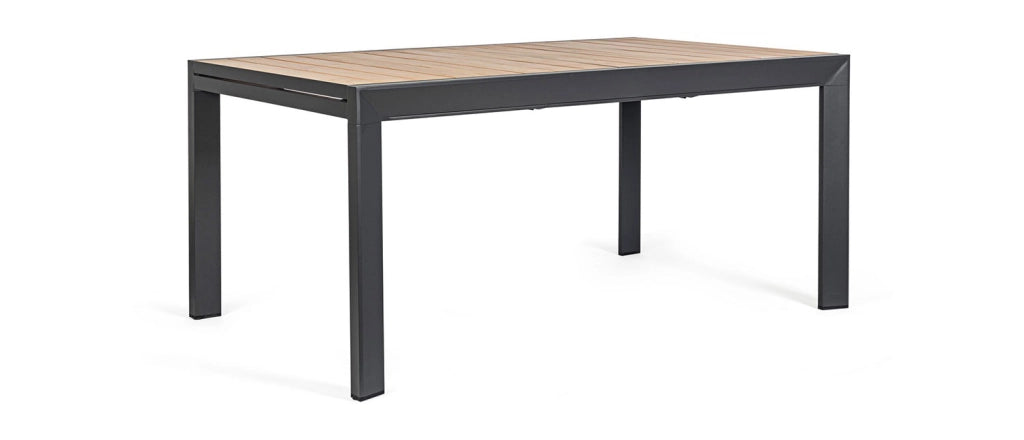 Tavolo Allungabile da Esterno 160-240x100x75h cm in Alluminio Belmar Naturale e Antracite