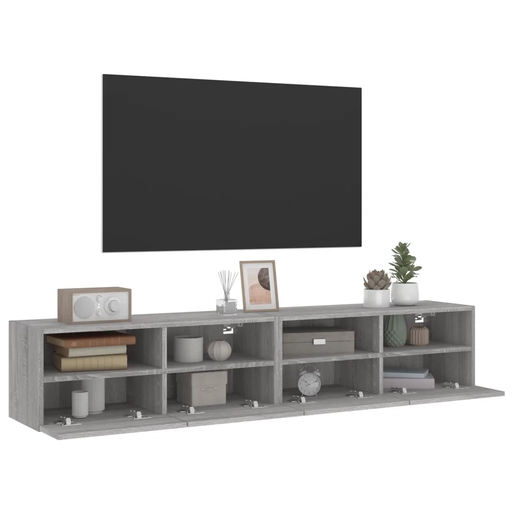 Mobili TV Parete 2pz Grigio Sonoma 80x30x30cm Legno Multistrato 836879