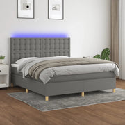 Letto a Molle Materasso e LED Grigio Scuro 180x200cm in Tessuto 3135774
