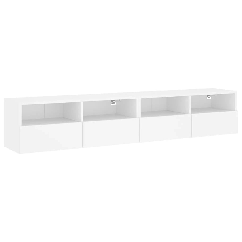 Mobile TV multimediale da parete mensola TV credenza TV per sala da pranzo soggiorno camera da letto 2 pezzi 80 x 30 x 30 cm legno ingegnerizzato bianco 02_0028930