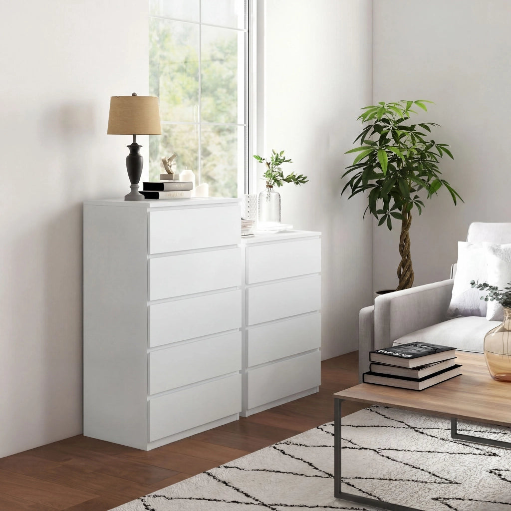 Cassettiera 4 Cassetti Senza Maniglie Design Moderno ¨C zephmum ¨C Bianco 60x40x80 cm