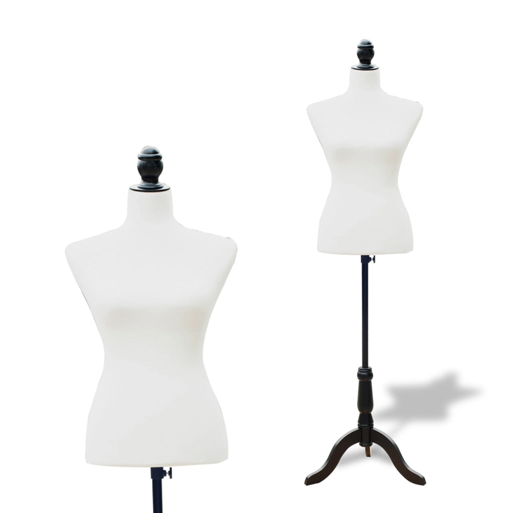 Manichino Sartoriale Donna Regolabile 130-168cm ¨C Xylo ¨C Treppiede Legno Bianco