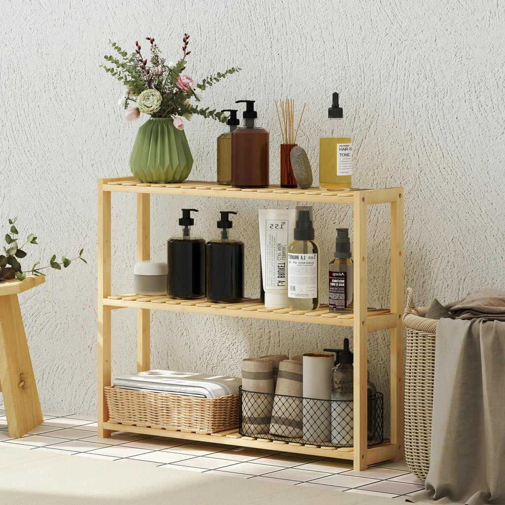 Mobile Bagno 3 Ripiani Regolabili ¨C zephmum ¨C Bamb¨´ 60x15x50 cm