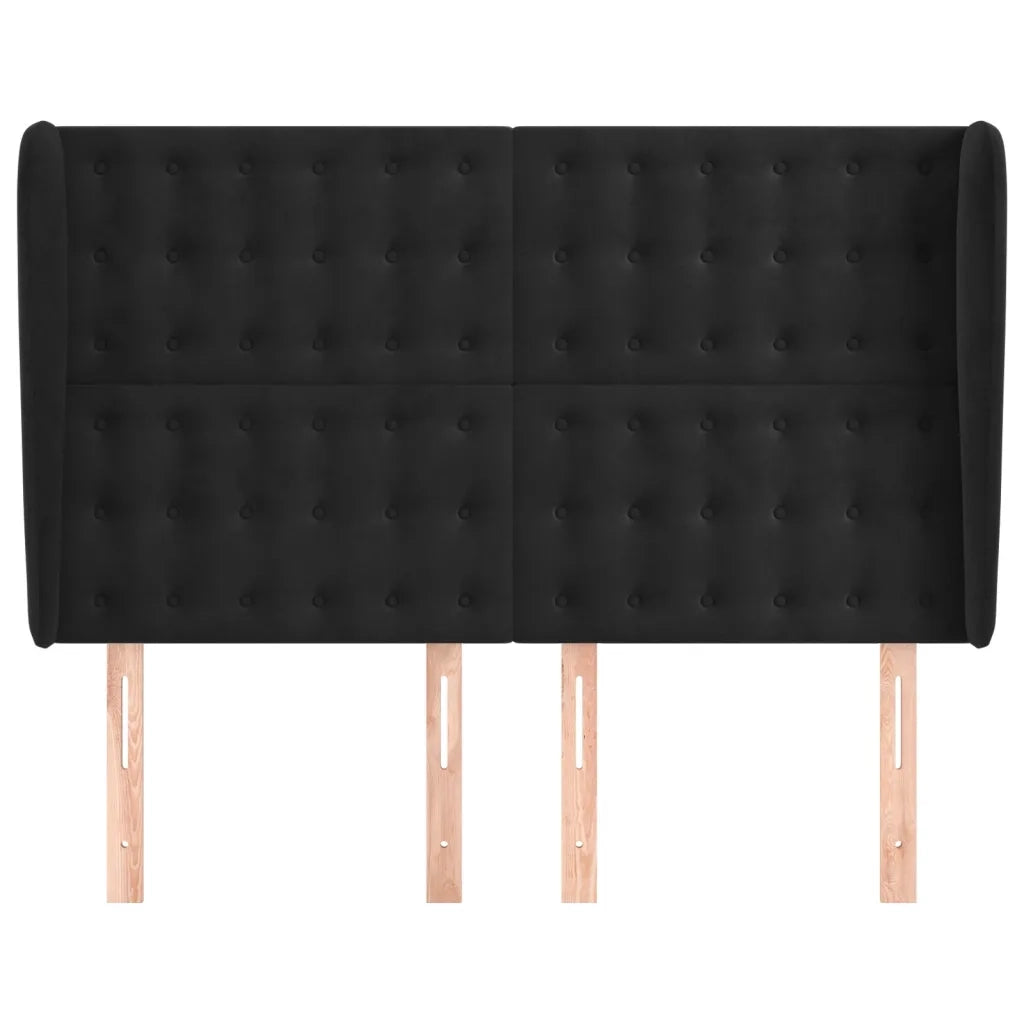 Testiera | Testata ad Orecchio Nera 147 x 23 x 118/128 cm in Velluto