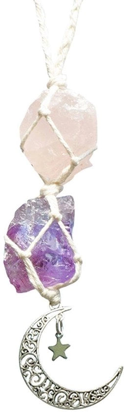 Appoggio a forma di uomo - Decorazione auto - Decorazione per la casa - Amatista rosa - 11 cm