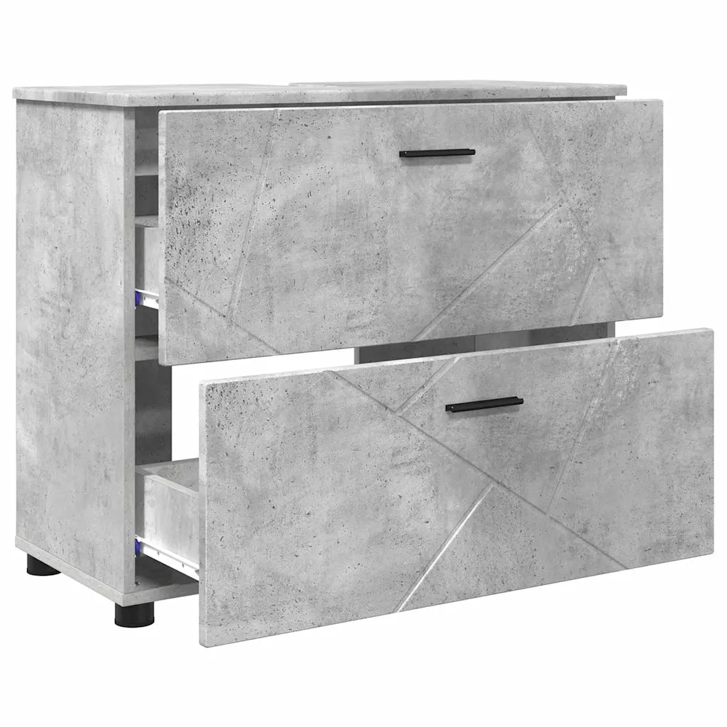 Set di mobili per il bagno con cassetto 3 pcs Grigio cemento