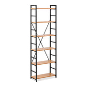 Libreria robusta ed elegante 60 x 28 x 182,5 cm 150 kg acciaio verniciato e pannelli in truciolare marrone 14_0006156