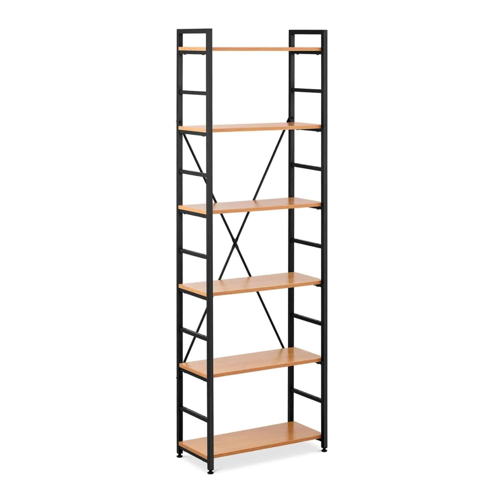 Libreria robusta ed elegante 60 x 28 x 182,5 cm 150 kg acciaio verniciato e pannelli in truciolare marrone 14_0006156
