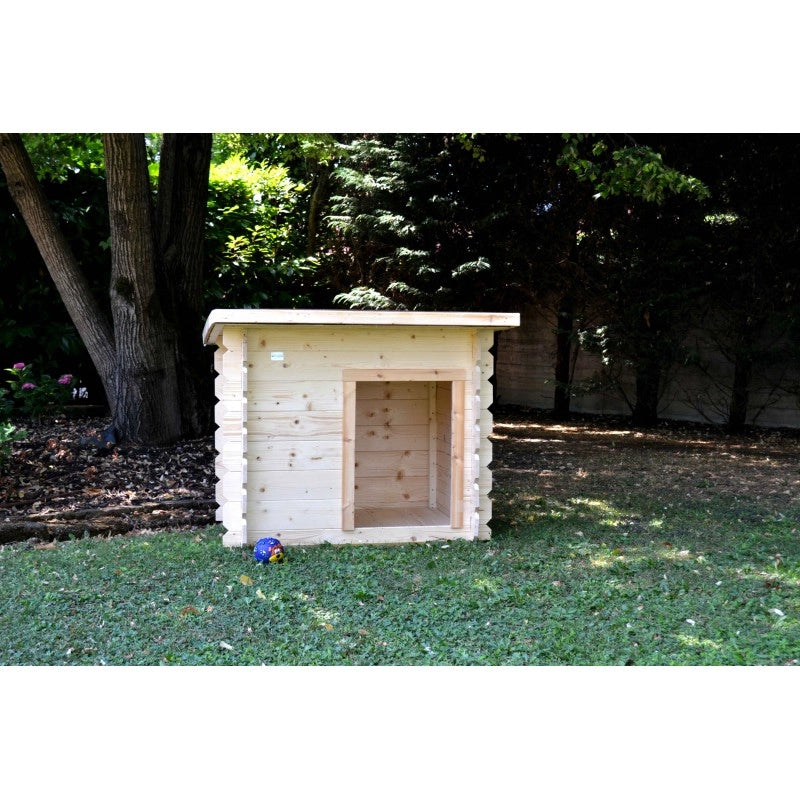 Cuccia in legno per cani 98x77 cm - Pareti 16 mm - Pavimento e tetto inclusi - Tetto bitumato rosso - Modello Lilly