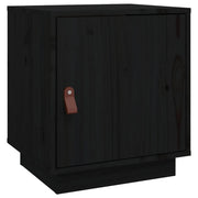 Comodino | Armadio da Notte | Mobiletto da notte Nero 40x34x45 cm in Legno Massello di Pino