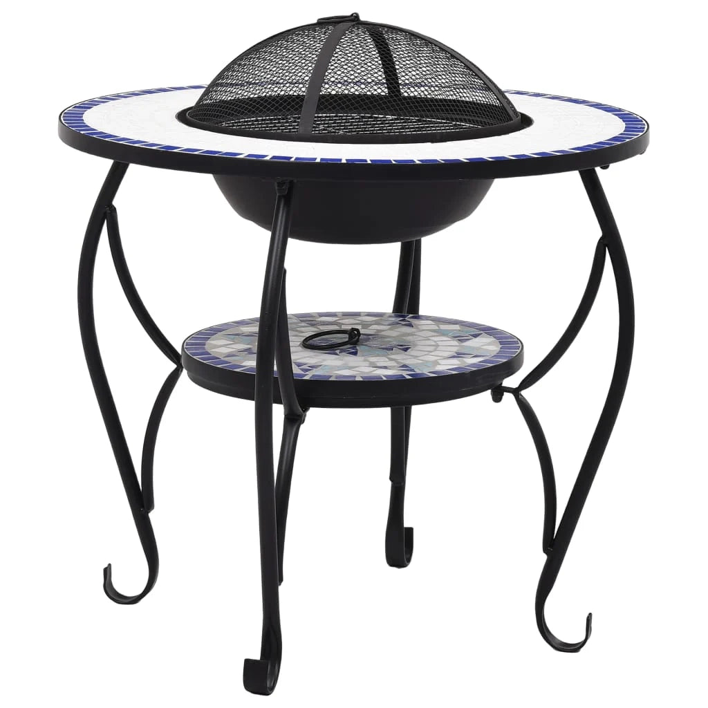 Tavolo da camino in mosaico 68 cm ceramica blu e bianca 02_0006020