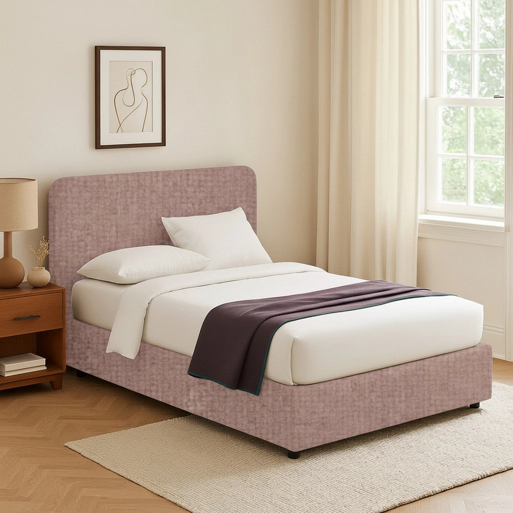 Reading, Letto Singolo Sfoderabile Made in Italy, Rosa Antico