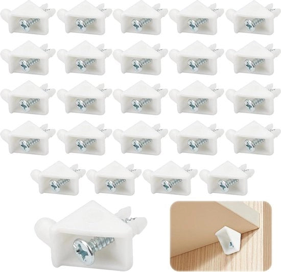 Sostegni per pavimento 101558 24 pezzi - 90 gradi - forma L - bianco - per armadi cucina armadietti libreria.