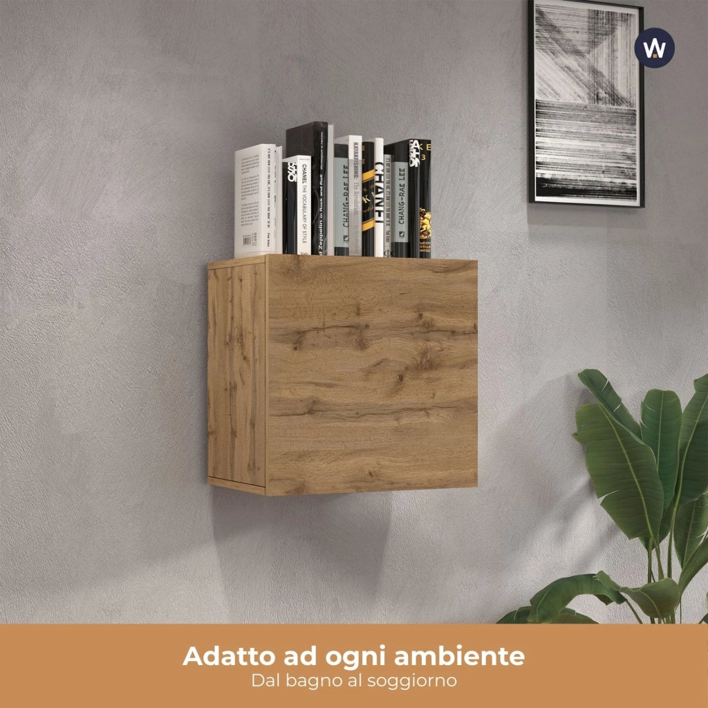 WHOUS Pensile a cubo Chronos con 1 anta rovere 50x35x50 cm
