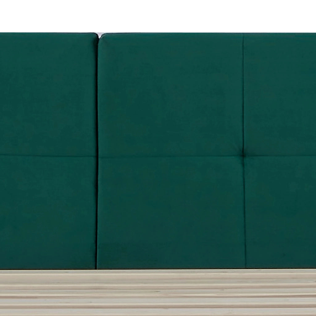 Letto Francese Porvoo con Testiera e Materasso 140x200 cm Rivestimento in Velluto - Verde Scuro [en.casa]