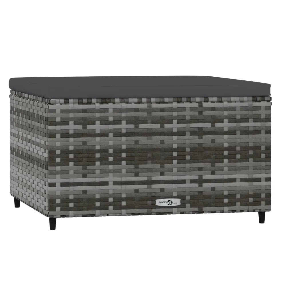 Poggiapiedi da Giardino con Cuscino in Polyrattan Grigio CFW7971703