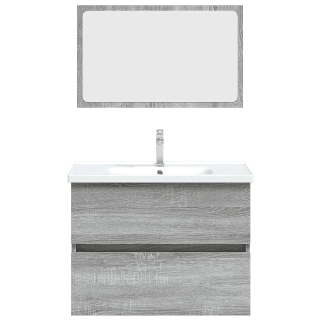 Set Mobili da Bagno 2 pz Grigio Sonoma in Legno Multistrato 815736