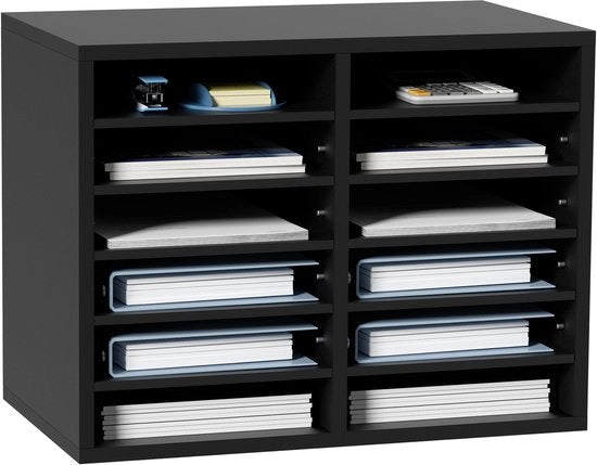 Organizzatore per libri, 12 cuscini, pannelli rimovibili, nero, per ufficio/casa