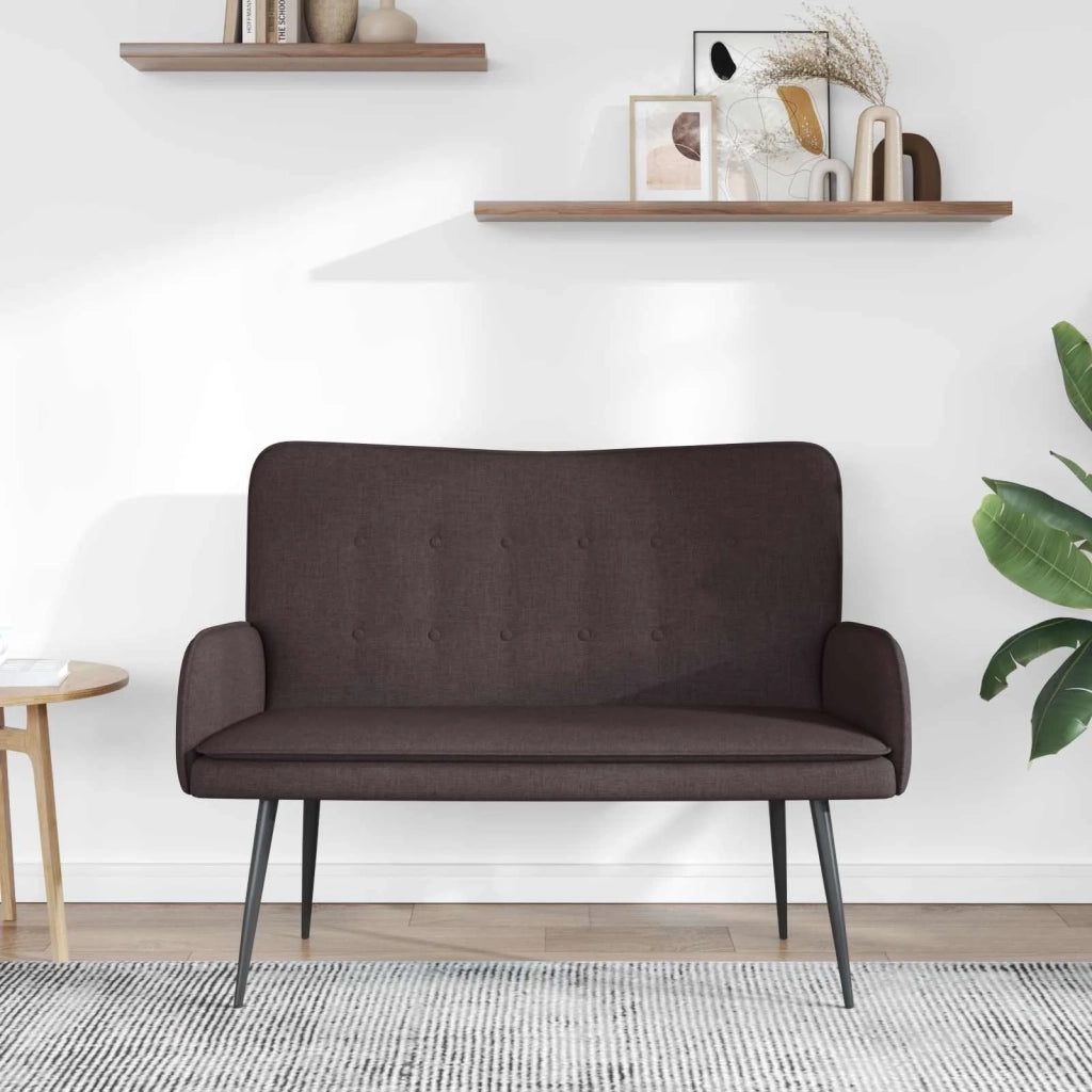 Divano a 2 Posti Marrone Scuro 115 x 61 x 87 cm Tessuto