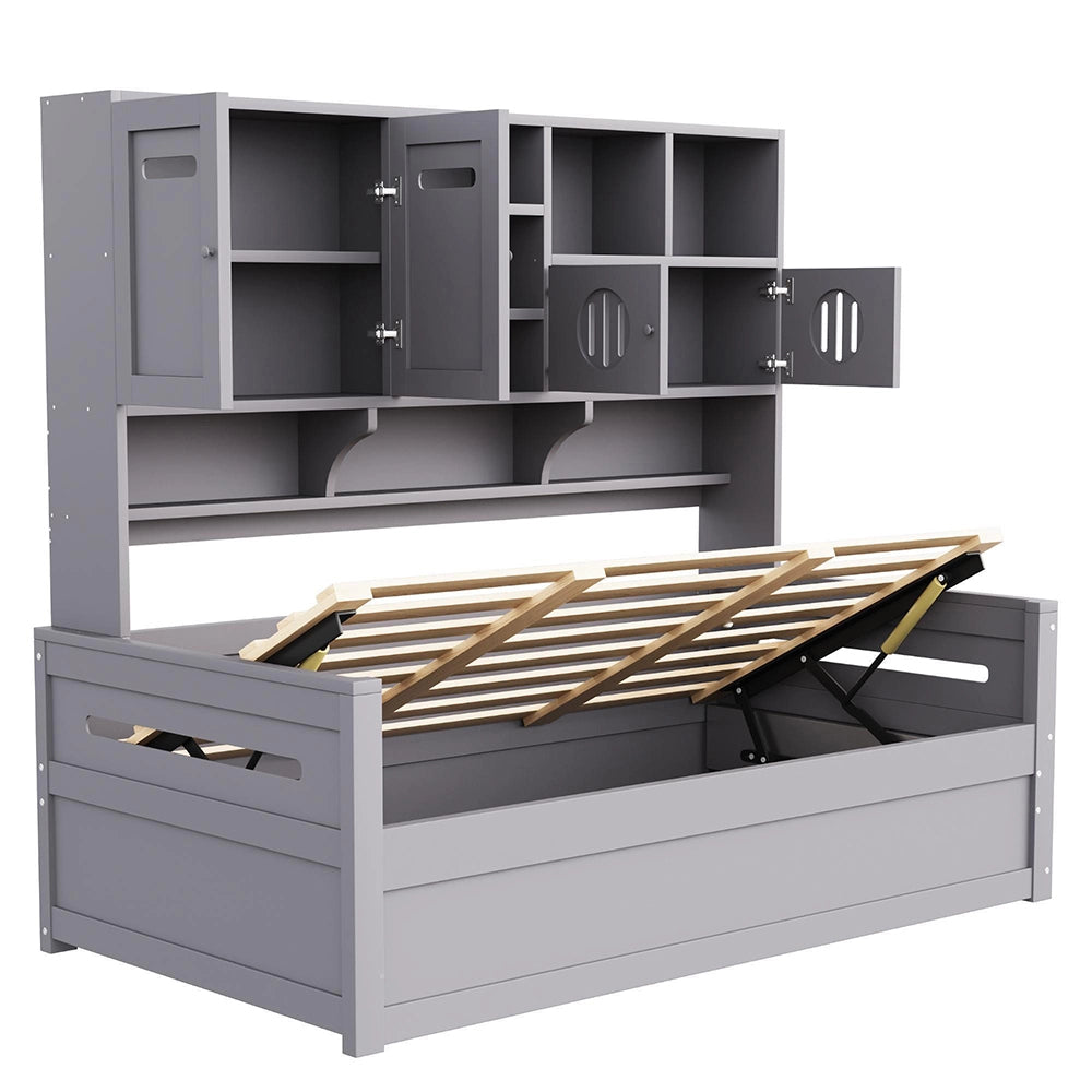 Divano letto legno 90x200cm?- Xylo - idraulico grigio